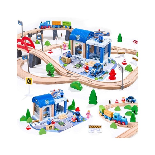 102-Pcs Wooden Train Set