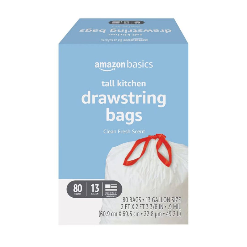80 Amazon Basics Tall Kitchen Drawstring Trash Bags – simplexdeals