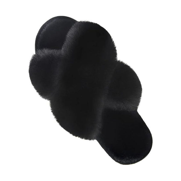 Women's Fuzzy Cross Band Slippers (Many Colors)