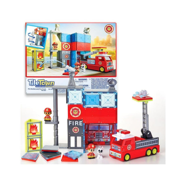 66-Pcs Tile Town Fire Station Magnetic Tiles Set