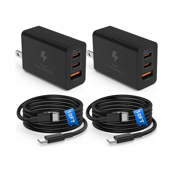 2 100W Super Fast Chargers With 2 10ft Cables