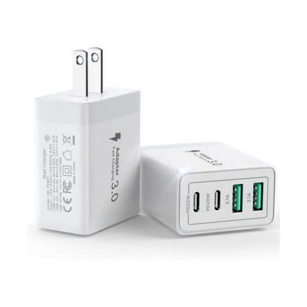 2-Pack 40W 4-Port USB-C Fast Charging Charger