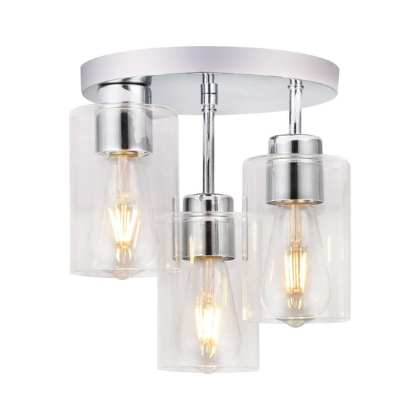 3-Light Chrome Flush Mount Ceiling Light Fixture