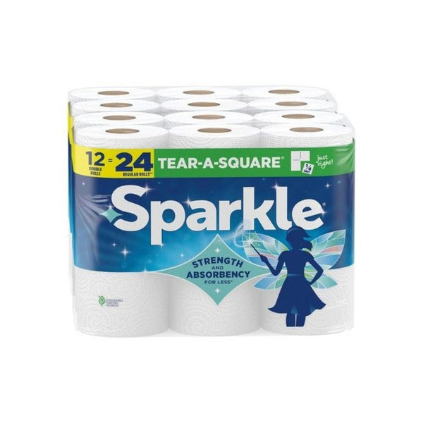 12 Double Rolls (=24 Reg) Sparkle Tear-A-Square Paper Towels