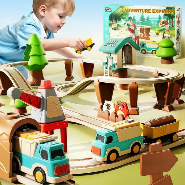 62-Pcs Kids Construction Track Toy Train Set