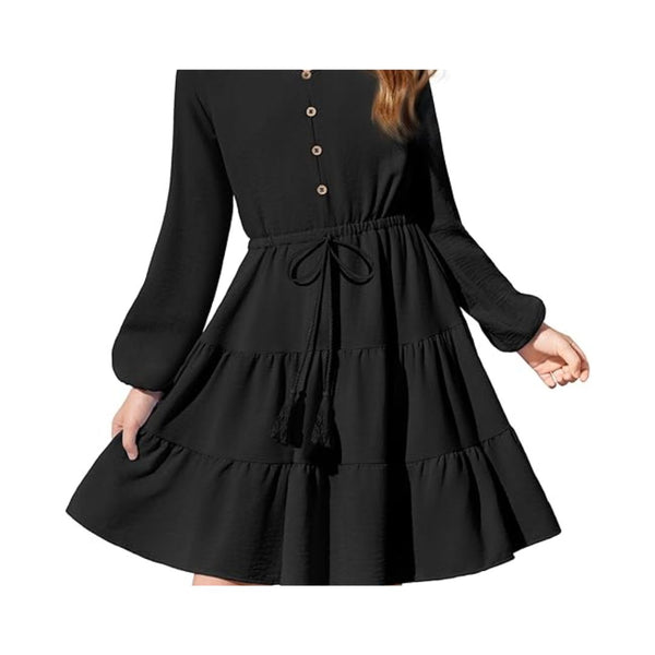 Girls' Long-Sleeve Ruffle Tiered Dress (Many Colors)
