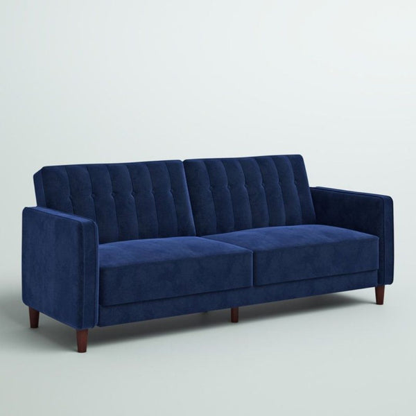 Velvet Square Arm Convertible Sofa