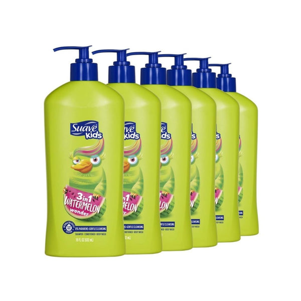 6 Bottles of Suave Kids 3-in-1 Tear Free Body Wash