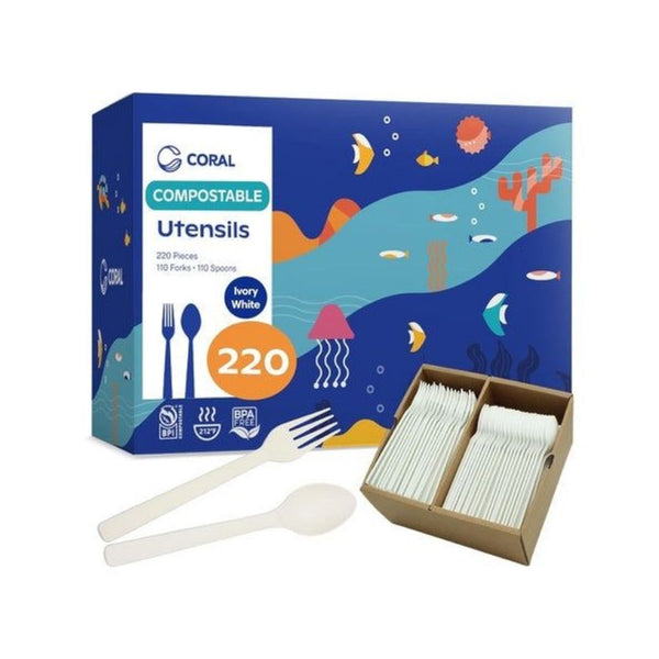 220-Piece Disposable Spoons & Forks Set