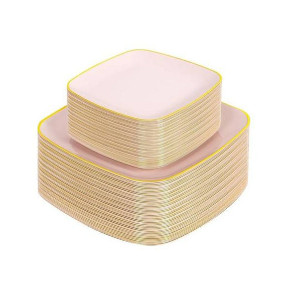 100-Pc Square Disposable Plastic Plates