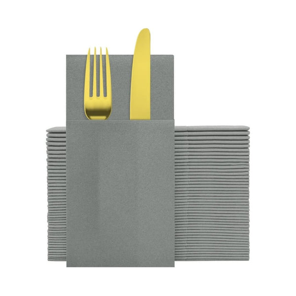 50-Pack Linen Feel Napkins with Flatware Pocket