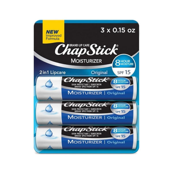 Pack of 3 ChapStick Moisturizer Original Lip Balm Tubes