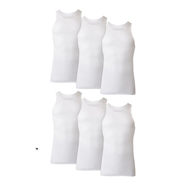 6 Hanes Men’s Cotton Tank Undershirts