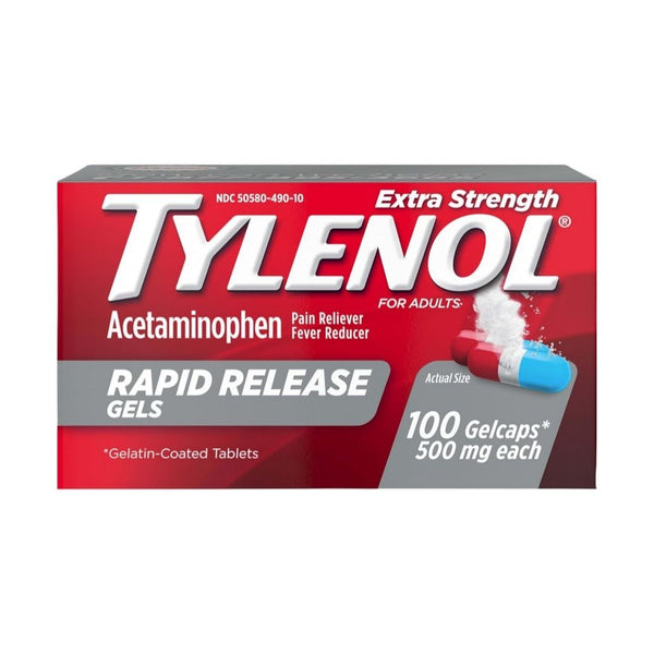 100 Tylenol Extra Strength Acetaminophen Rapid Release Gels