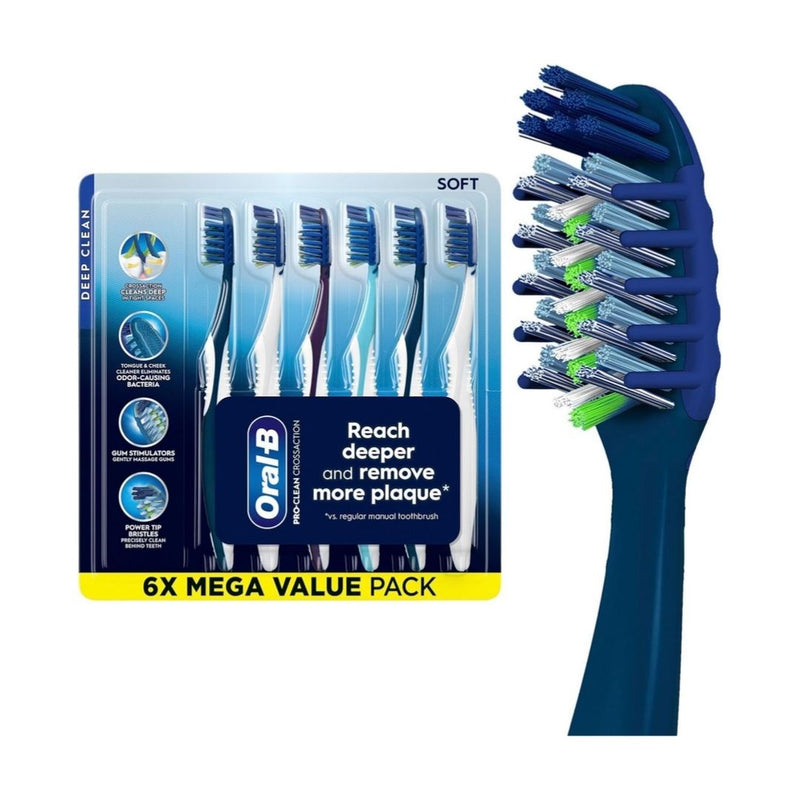 6 Oral-B Pro Clean Cross Action Toothbrushes – simplexdeals
