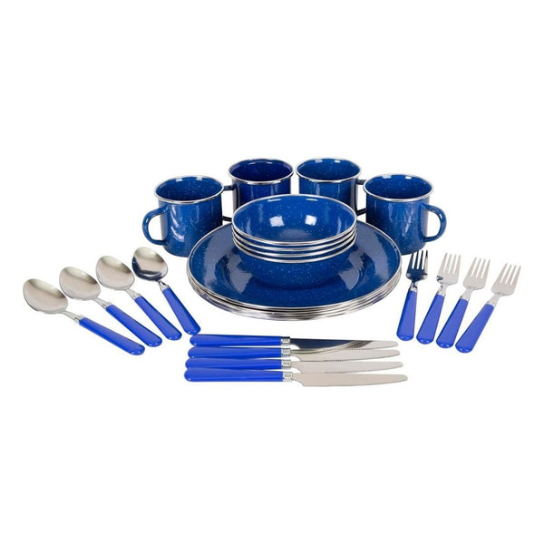 24-Piece Stansport Deluxe Enamel Tableware Set