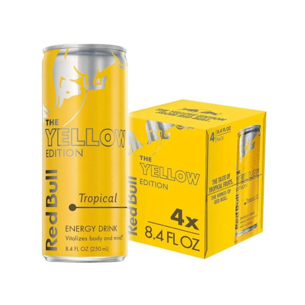 4 Cans Red Bull Yellow Tropical Edition Energy Drink
