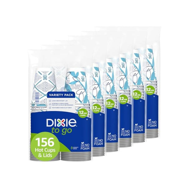 156 Pack Dixie To Go 12 oz Coffee Cups with Lids