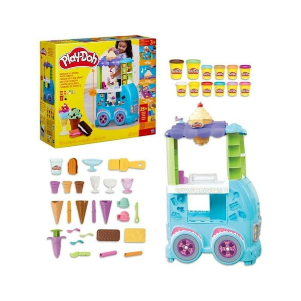 Play-Doh Ice Cream Truck Playset with 27 Accessories, 12 Cans