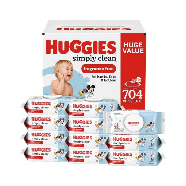 11 Flip-Top Packs Huggies Unscented Baby Diaper Wipes