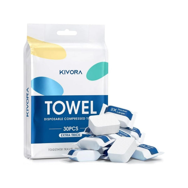 30-Pack Compressed Cotton Towel Tablets