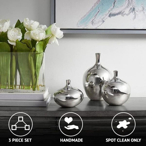 3-Piece Madison Park Signature Ansen Ceramic Handmade Vase Set
