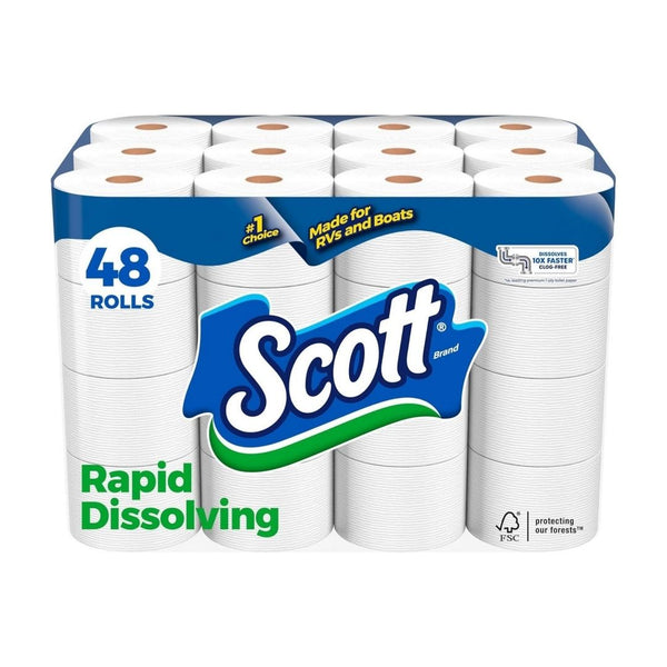48 Double Rolls Scott Rapid-Dissolving Toilet Paper
