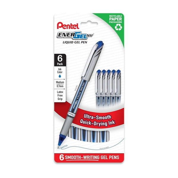 6 Pentel EnerGel NV 0.7mm Liquid Gel Pen