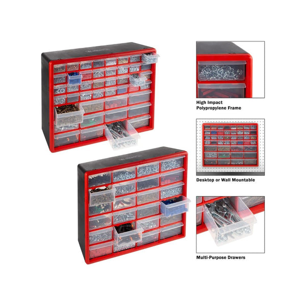 Stalwart Set of Two Storage Bins with Drawers – Pair of 44 and 24 Drawer