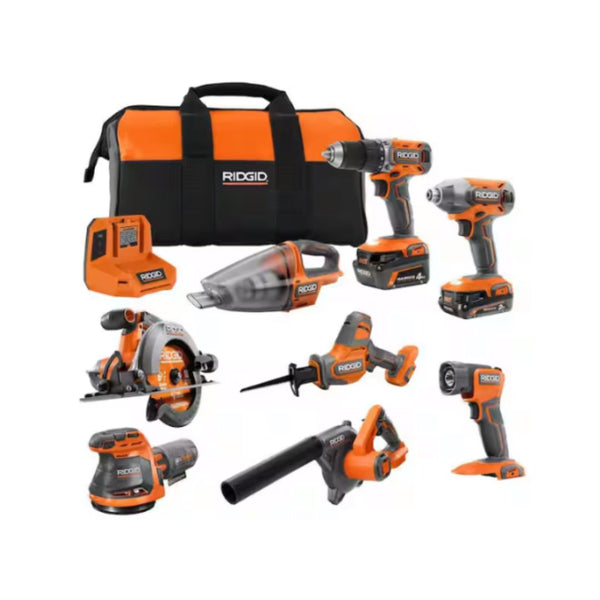 RIDGID 18V Cordless 8-Tool Combo Kit
