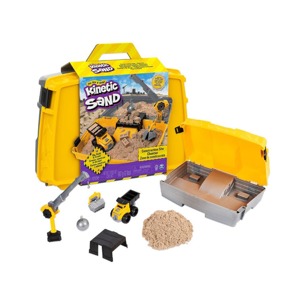 Kinetic Sand, Construction Site Folding Sandbox with 2lbs Play Sand & Toy Truck