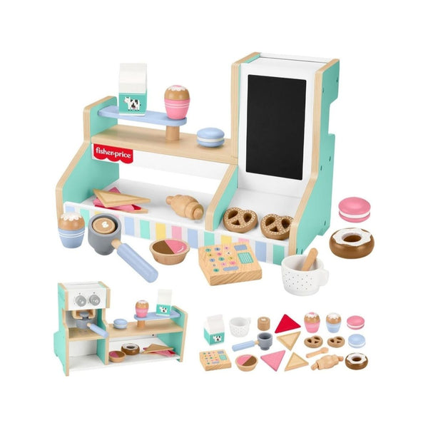 Fisher-Price 20-Piece Wooden Play Coffee Shop Playset