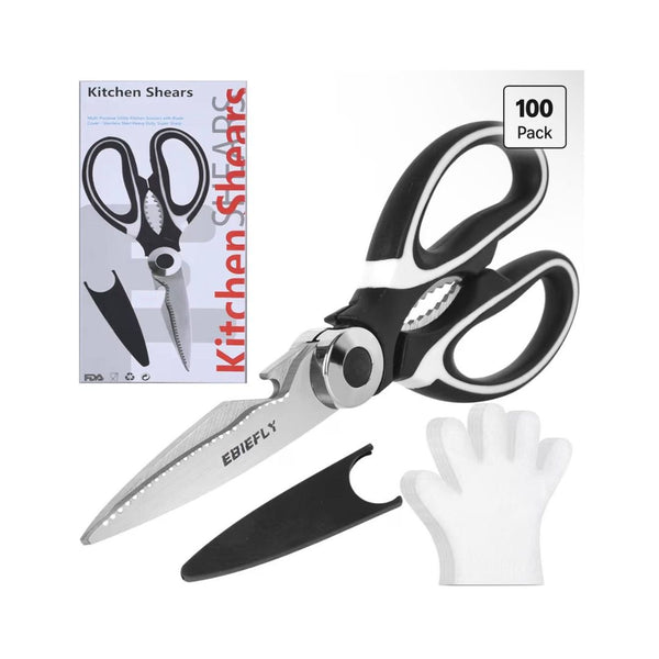 Kitchen Scissors + 100 Pcs Plastic Gloves