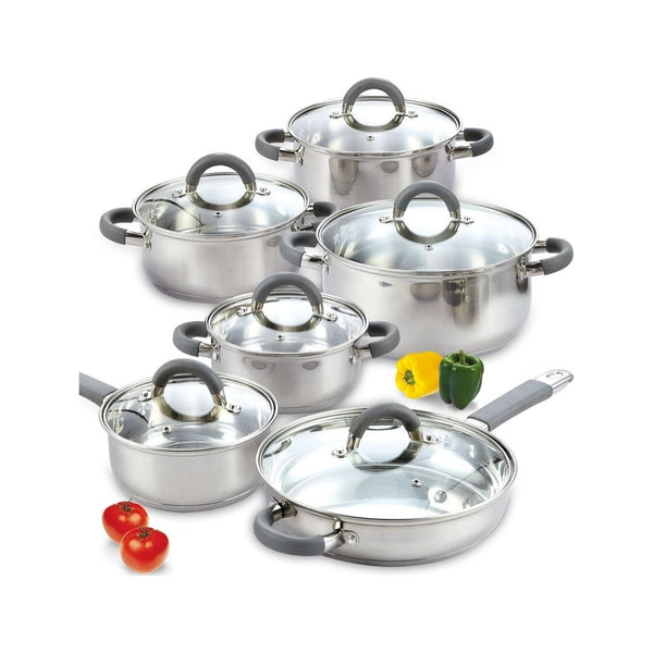 12-Piece Cook N Home Basics Stainless Steel Cookware Sets