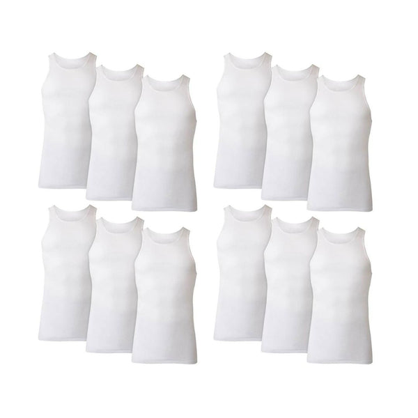 12 Hanes Men's Tank Cotton Undershirts