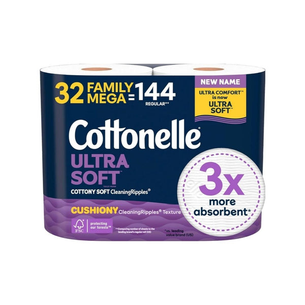 32 Family Mega Rolls of Cottonelle Ultra Soft Toilet Paper