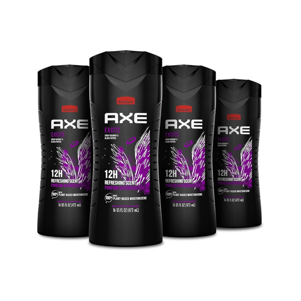 4 Bottles AXE Crisp Coconut & Black Pepper Body Wash