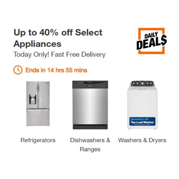 Home Depot: Save Up To 40% on Select Appliances + Save Up To $400!