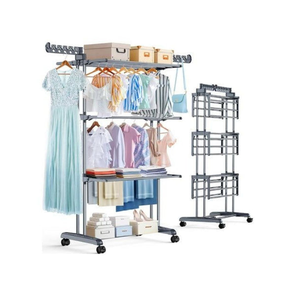 4-Tier Folding Clothes Drying Rack With Wheels