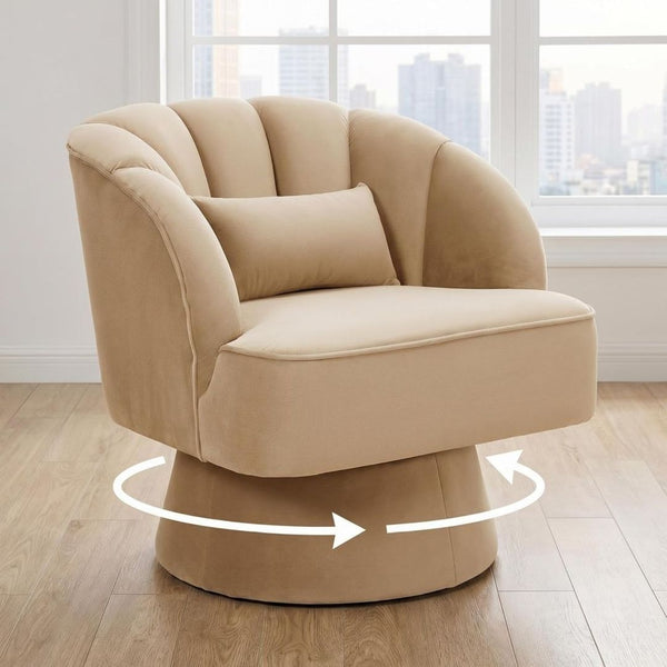 Modern 360° Swivel Velvet Barrel Accent Armchair