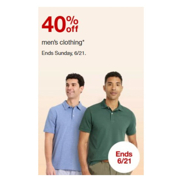 40% Off Men’s Clothing!