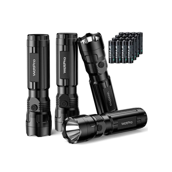4 Pack LED Flashlight with 16 AAA Batteries
