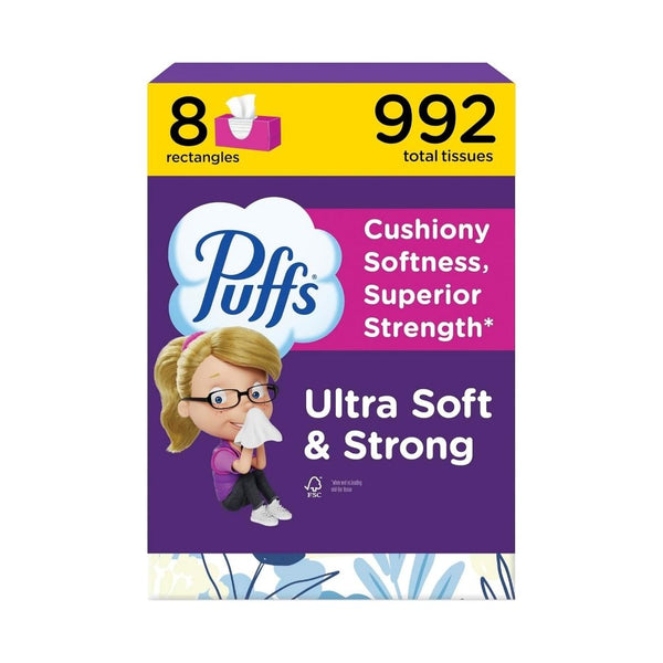 8 Rectangle Boxes of Puffs Facial Tissue Ultra Soft Non-Lotion