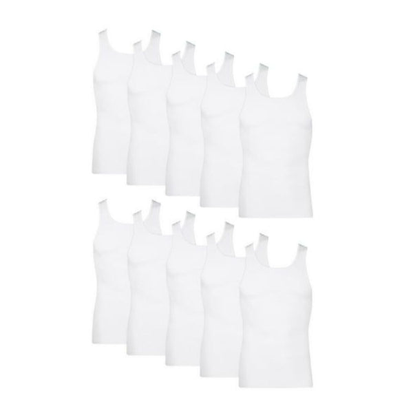 10 Hanes Men's Cotton Ribbed Tank Undershirts