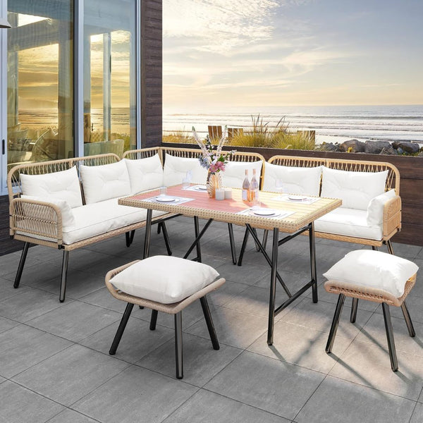 YITAHOME All-Weather Rattan Patio Wicker L-Shaped Furniture Set