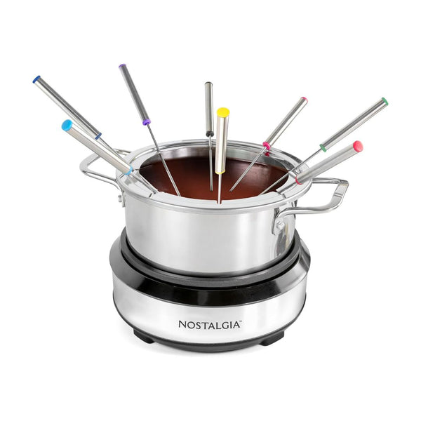 Nostalgia 8-Cup Electric Fondue Pot Set – 8 Color-Coded Forks