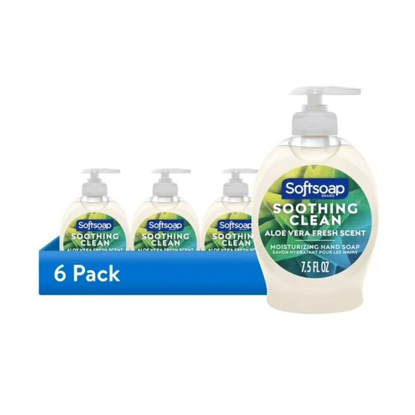 6 Bottles Softsoap Soothing Clean Aloe Liquid Hand Soaps