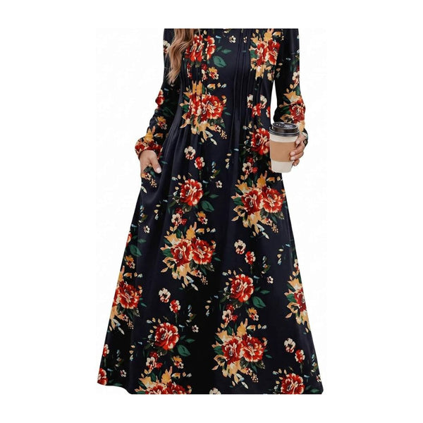 Women Long Sleeve Midi Dress (Many Colors)