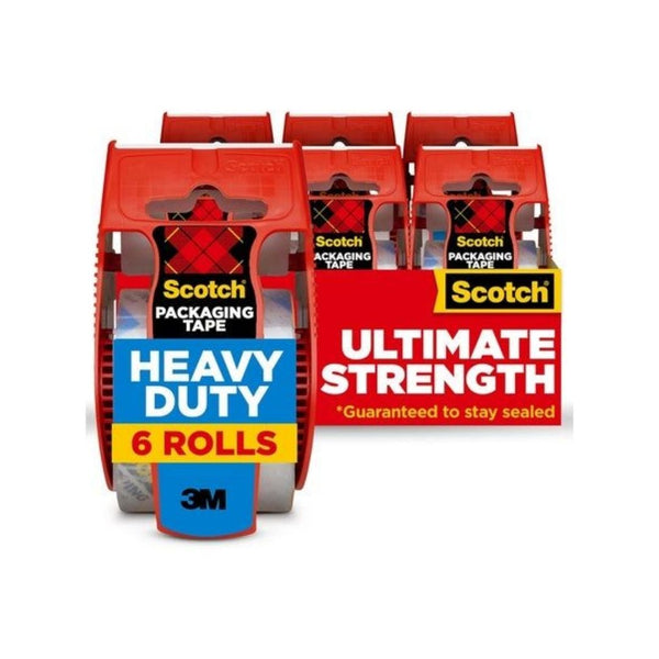 6 Rolls Scotch Heavy Duty Packing Tape Dispensers
