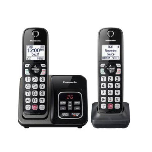 Panasonic Cordless Phone with Answering Machine, 2 Handsets